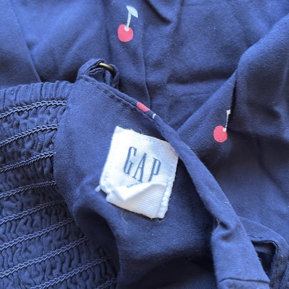 Gap Navy Spaghetti Strap Cherry Print Dress | Y2K Fruit Print Summer Midi - Picture 5 of 6